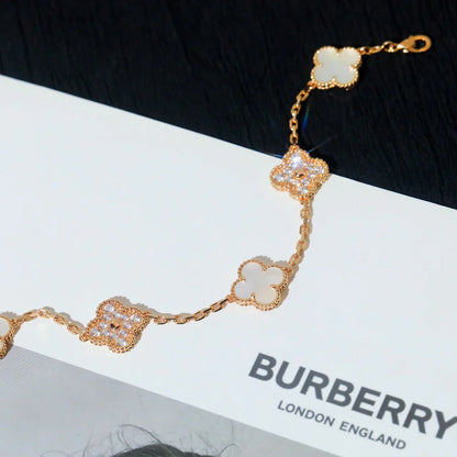 [Legend]LUCKY CLOVER 5-MOTIF BRACELET - WHITE MOTHER-OF-PEARL COLLECTION