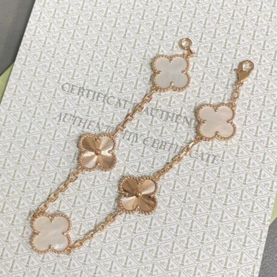 [Legend]LUCKY CLOVER 5-MOTIF BRACELET - WHITE MOTHER-OF-PEARL COLLECTION