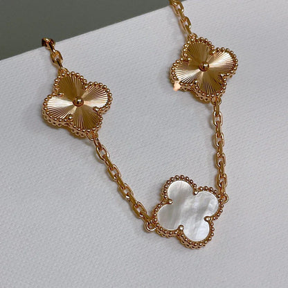 [Legend]LUCKY CLOVER 5-MOTIF BRACELET - WHITE MOTHER-OF-PEARL COLLECTION
