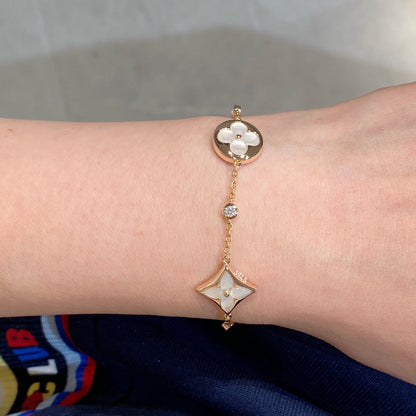 [Legend]STAR AND SUN 4 MOTIF WHITE MOP ROSE GOLD BRACELET