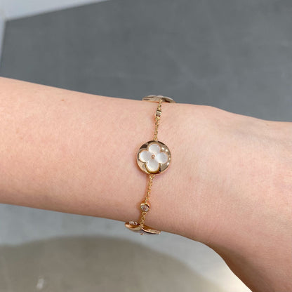 [Legend]STAR AND SUN 4 MOTIF WHITE MOP ROSE GOLD BRACELET
