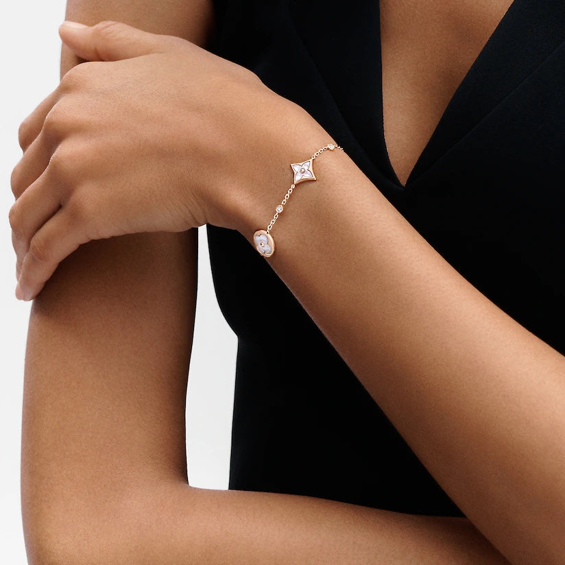[Legend]STAR AND SUN 4 MOTIF WHITE MOP ROSE GOLD BRACELET