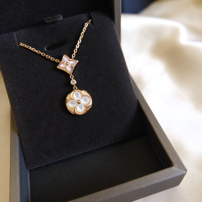 [Legend]STAR AND SUN WHITE MOP 2 MOTIF ROSE GOLD NECKLACE