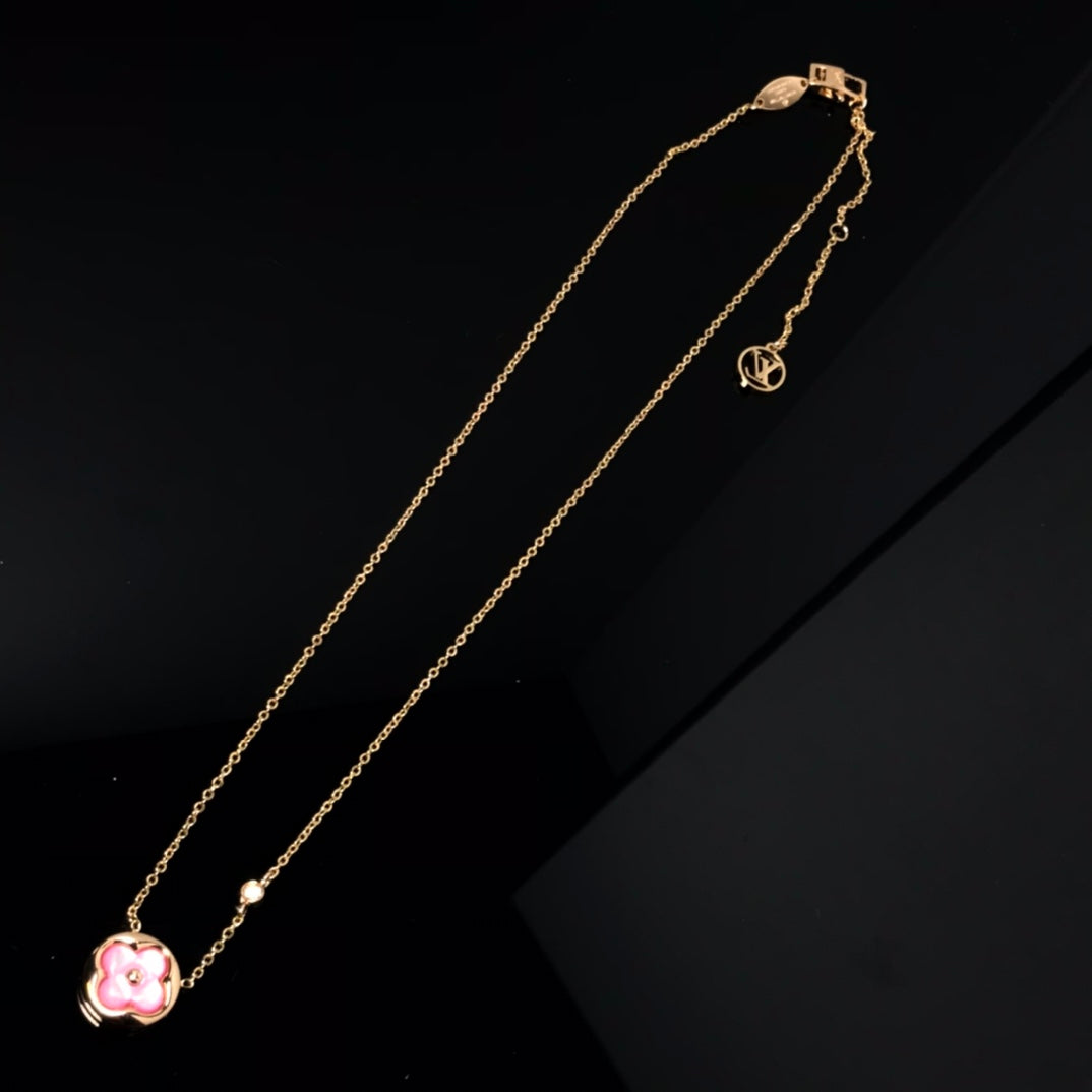 [Legend]COLOR BLOSSOM PINK MOP SUN GOLD NECKLACE