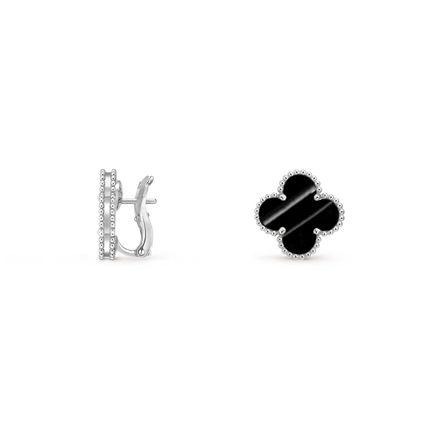 [Legend]15MM CLOVER FLOWER STUD EARRINGS WHITE GOLD COLLECTION