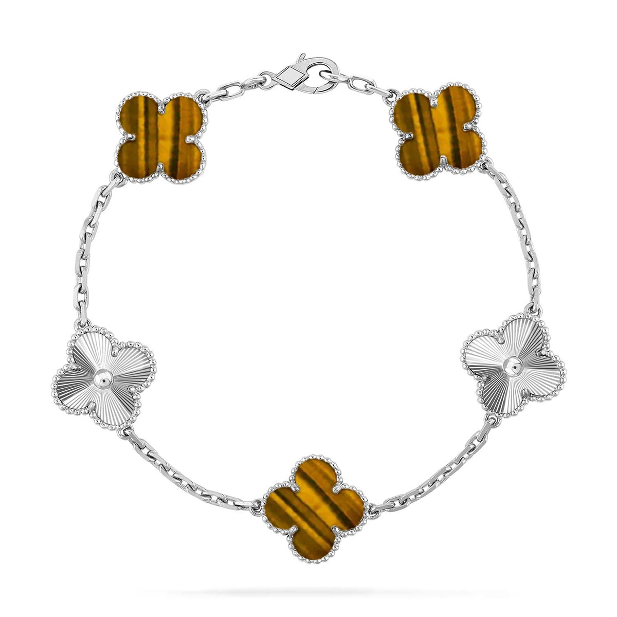 [Legend]LUCKY CLOVER 5-MOTIF BRACELET -  TIGER’S EYE COLLECTION