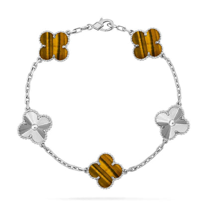 [Legend]LUCKY CLOVER 5-MOTIF BRACELET -  TIGER’S EYE COLLECTION