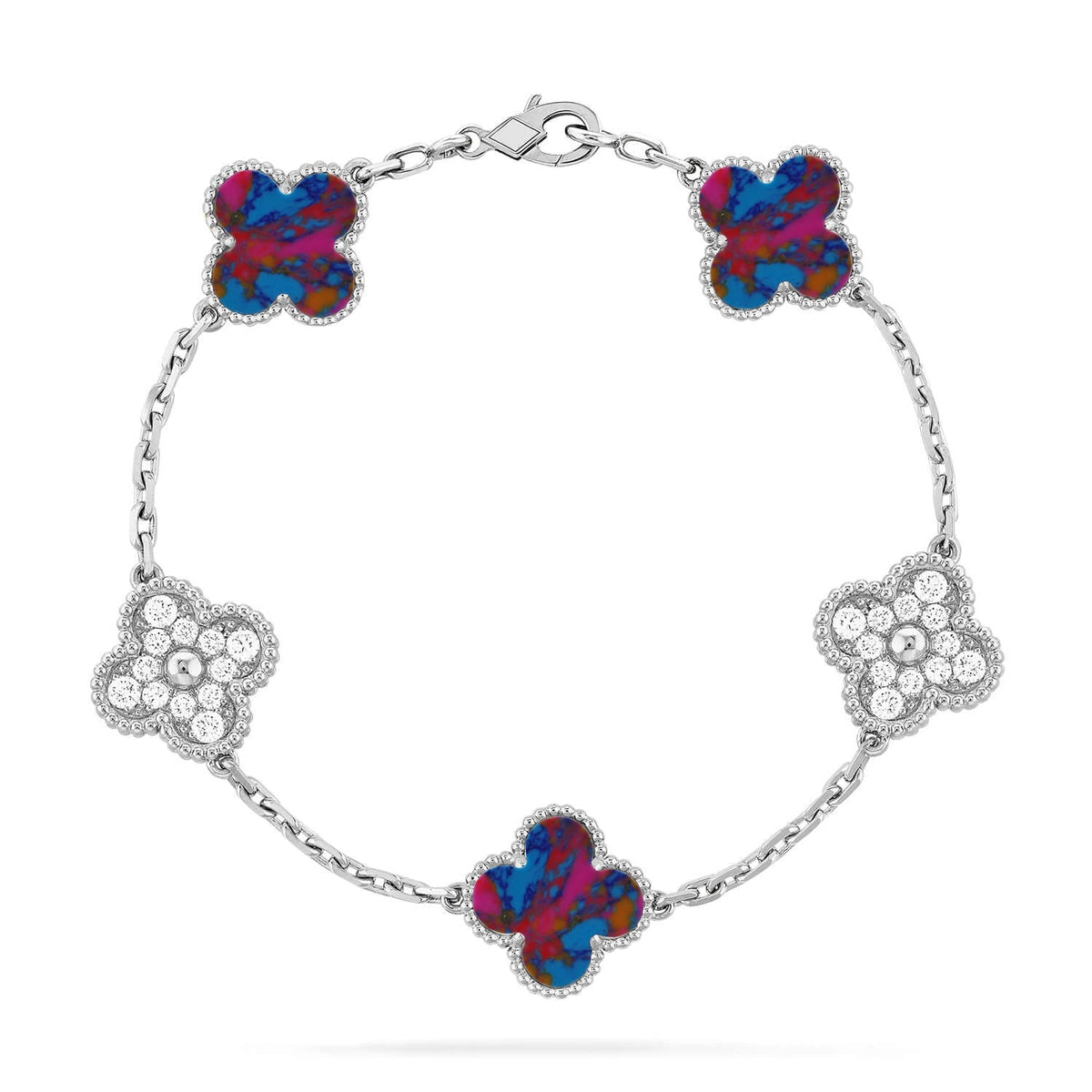 [Legend]LUCKY CLOVER 5-MOTIF BRACELET - MULTI-GEM COLLECTION