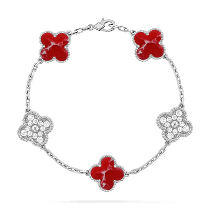 [Legend]LUCKY CLOVER 5-MOTIF BRACELET - RED LARIMAR COLLECTION