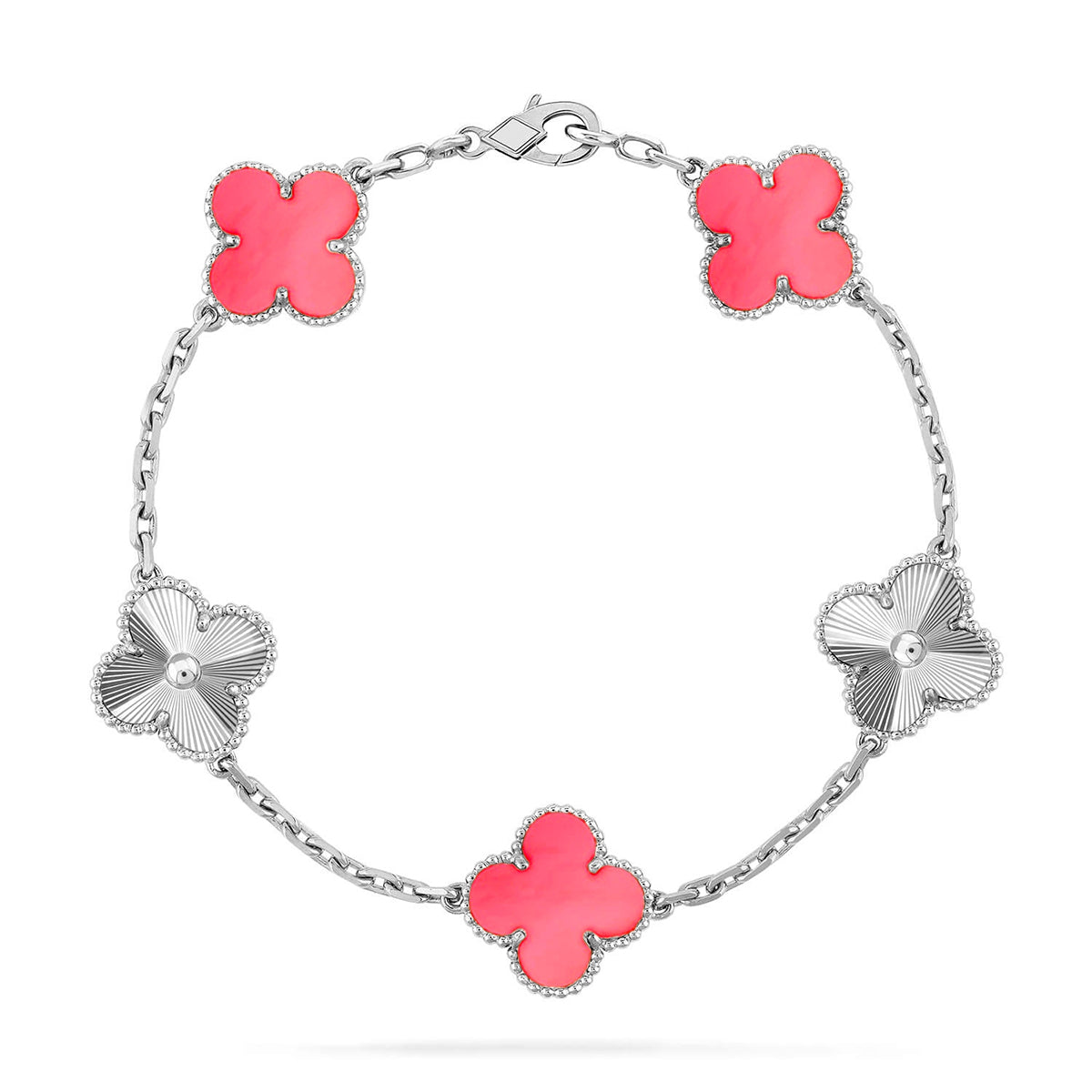 [Legend]LUCKY CLOVER 5-MOTIF BRACELET - PINK MOTHER-OF-PEARL COLLECTION