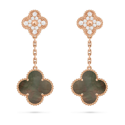 [Legend]CLOVER DUAL-MOTIF STATEMENT STUD EARRINGS - DOUBLE-CHARM COLLECTION
