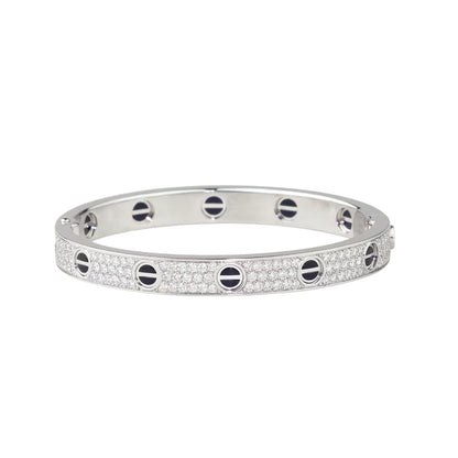 [Legend]CLASSIC 6.1MM LOVE BANGLE - DIAMOND PAVÉ & BLACK CERAMIC