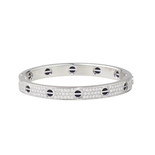 [Legend]CLASSIC 6.1MM LOVE BANGLE - DIAMOND PAVÉ & BLACK CERAMIC