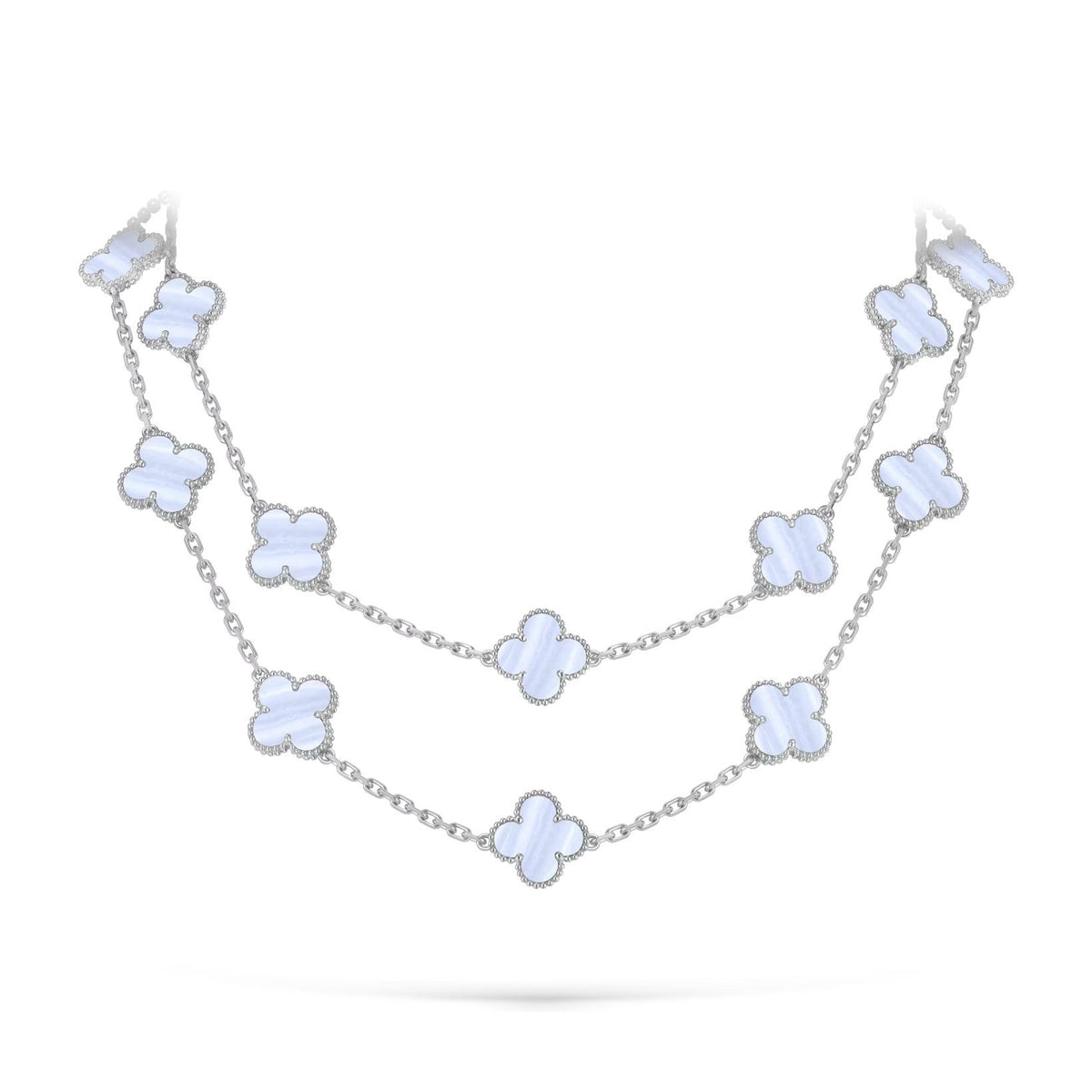 [Legend]CLASSIC 20-MOTIF LUCKY CLOVER LONG NECKLACE WHITE GOLD COLLECTION