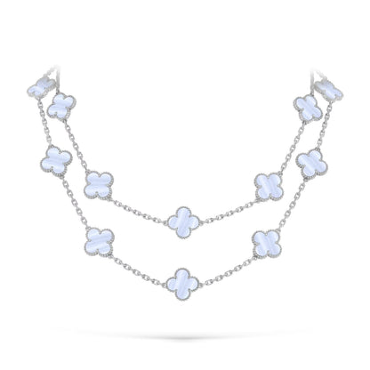 [Legend]CLASSIC 20-MOTIF LUCKY CLOVER LONG NECKLACE WHITE GOLD COLLECTION