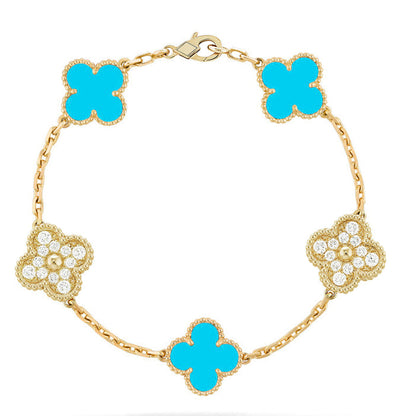 [Legend]LUCKY CLOVER 5-MOTIF BRACELET - TURQUOISE COLLECTION