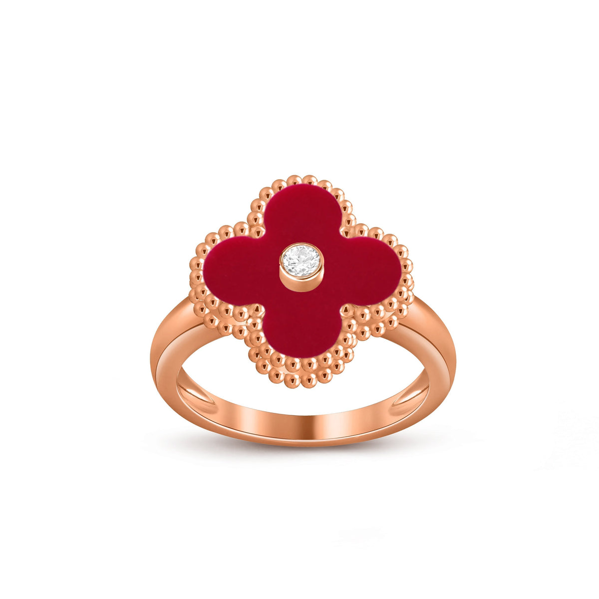 [Legend]LUCKY CLOVER DIAMOND-ACCENT ROSE GOLD RING COLLECTION