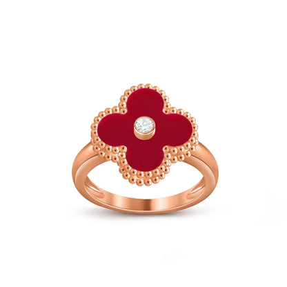 [Legend]LUCKY CLOVER DIAMOND-ACCENT ROSE GOLD RING COLLECTION