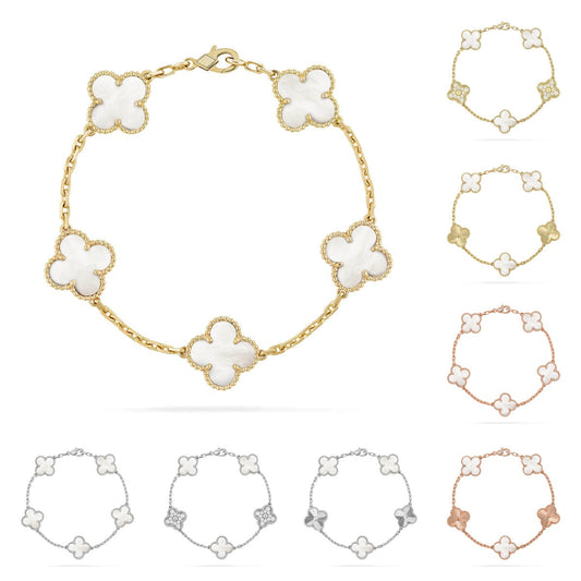 [Legend]LUCKY CLOVER 5-MOTIF BRACELET - WHITE MOTHER-OF-PEARL COLLECTION