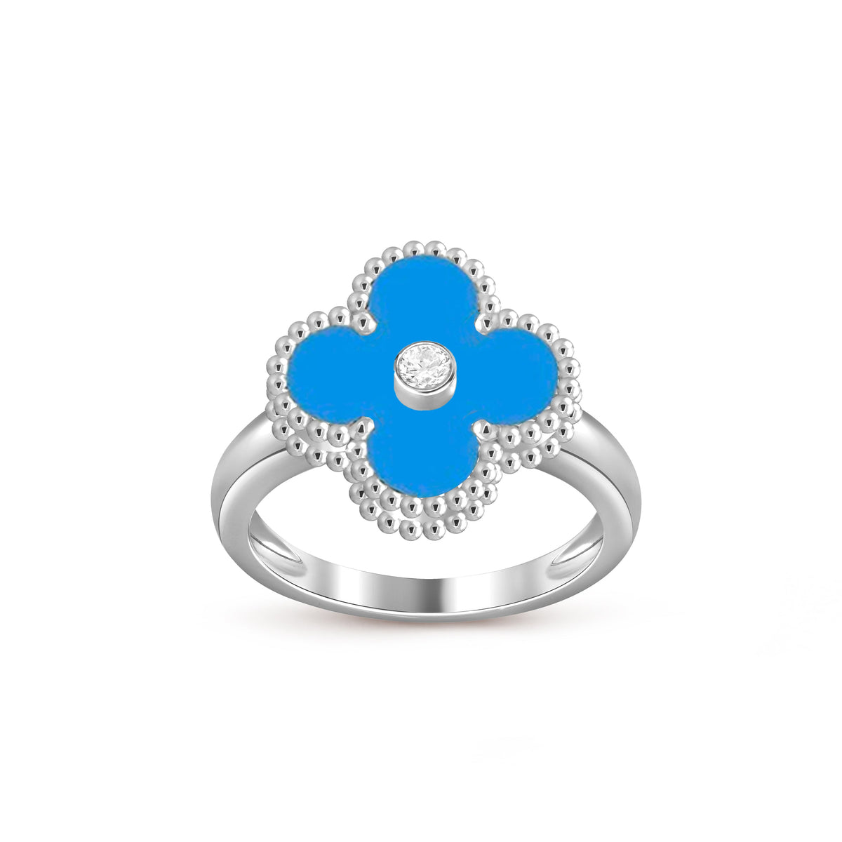 [Legend]LUCKY CLOVER DIAMOND-ACCENT WHITE GOLD RING COLLECTION