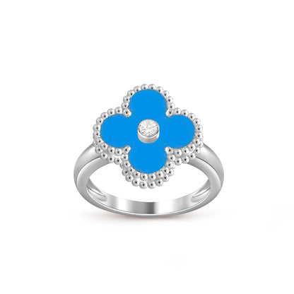 [Legend]LUCKY CLOVER DIAMOND-ACCENT WHITE GOLD RING COLLECTION