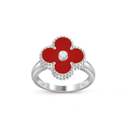 [Legend]LUCKY CLOVER DIAMOND-ACCENT WHITE GOLD RING COLLECTION