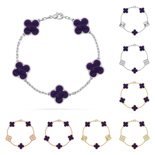[Legend]LUCKY CLOVER 5-MOTIF BRACELET - CHAROITE COLLECTION