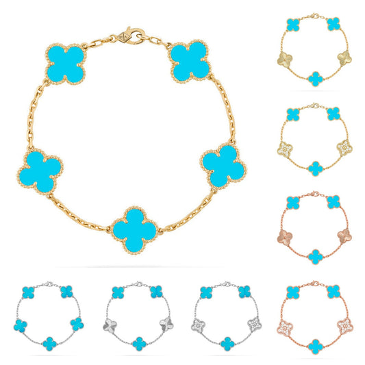 [Legend]LUCKY CLOVER 5-MOTIF BRACELET - TURQUOISE COLLECTION