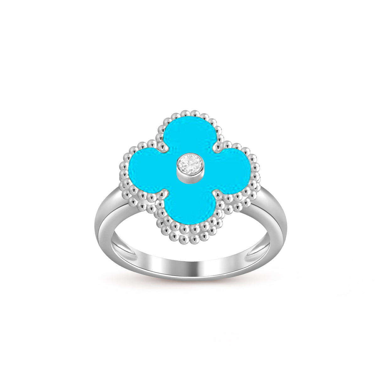 [Legend]LUCKY CLOVER DIAMOND-ACCENT WHITE GOLD RING COLLECTION