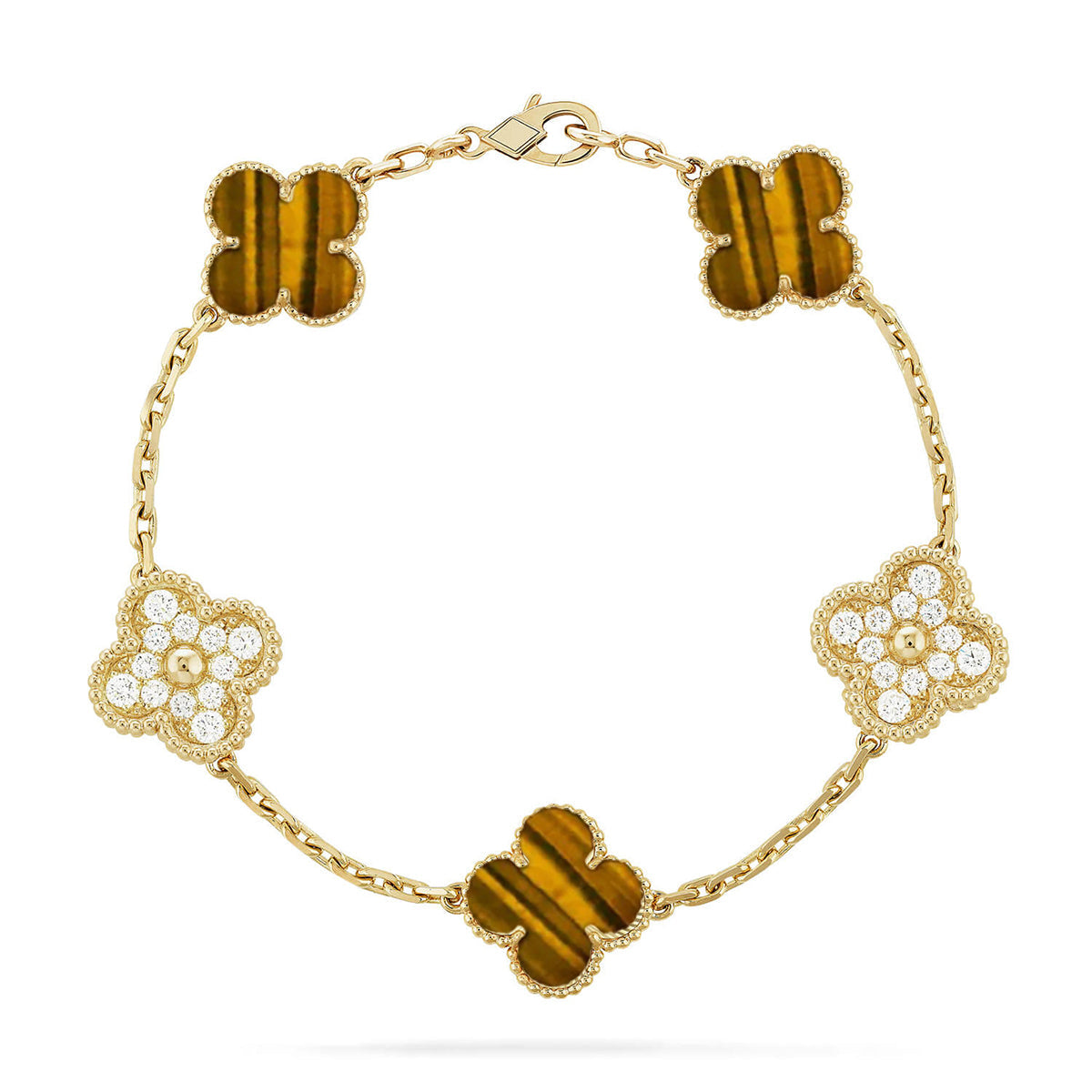 [Legend]LUCKY CLOVER 5-MOTIF BRACELET -  TIGER’S EYE COLLECTION