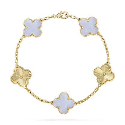 [Legend]LUCKY CLOVER 5-MOTIF BRACELET - PURPLE CHALCEDONY COLLECTION