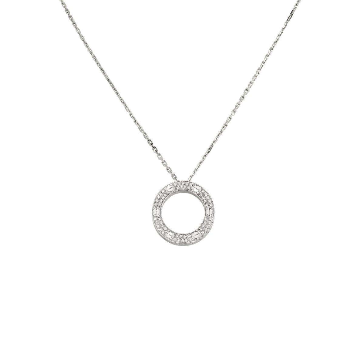 [Legend]LOVE LARGE CIRCULAR PENDANT FULL-PAVÉ DIAMOND NECKLACE