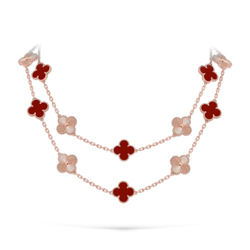 [Legend]CLASSIC 20-MOTIF LUCKY CLOVER LONG NECKLACE ROSE GOLD COLLECTION