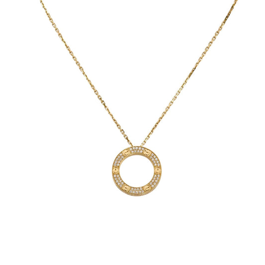 [Legend]LOVE LARGE CIRCULAR PENDANT FULL-PAVÉ DIAMOND NECKLACE