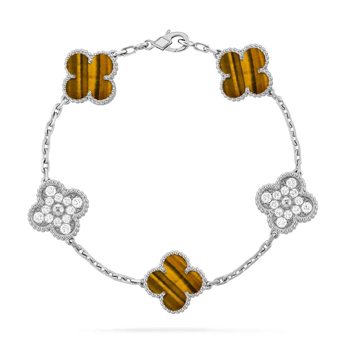 [Legend]LUCKY CLOVER 5-MOTIF BRACELET -  TIGER’S EYE COLLECTION