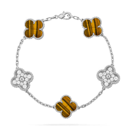 [Legend]LUCKY CLOVER 5-MOTIF BRACELET -  TIGER’S EYE COLLECTION
