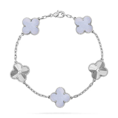 [Legend]LUCKY CLOVER 5-MOTIF BRACELET - PURPLE CHALCEDONY COLLECTION