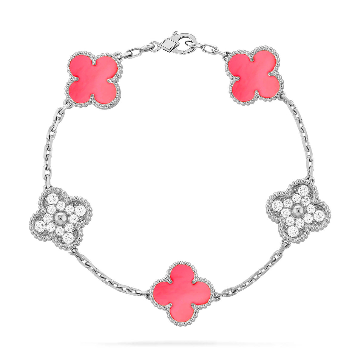 [Legend]LUCKY CLOVER 5-MOTIF BRACELET - PINK MOTHER-OF-PEARL COLLECTION
