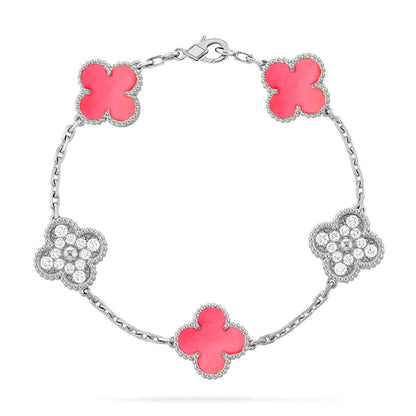 [Legend]LUCKY CLOVER 5-MOTIF BRACELET - PINK MOTHER-OF-PEARL COLLECTION