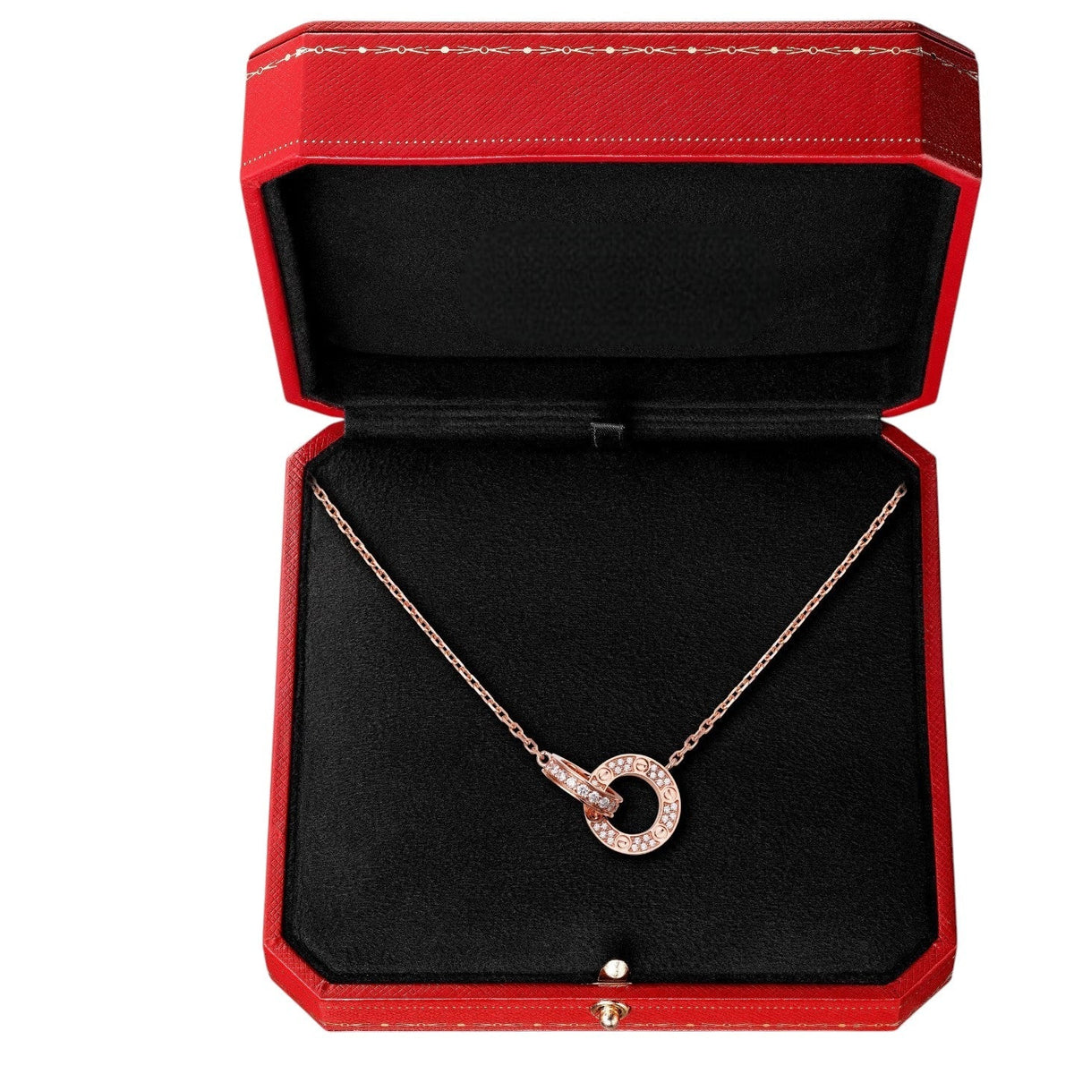 [Legend]LOVE DOUBLE-RING PENDANT FULL-PAVÉ NECKLACE