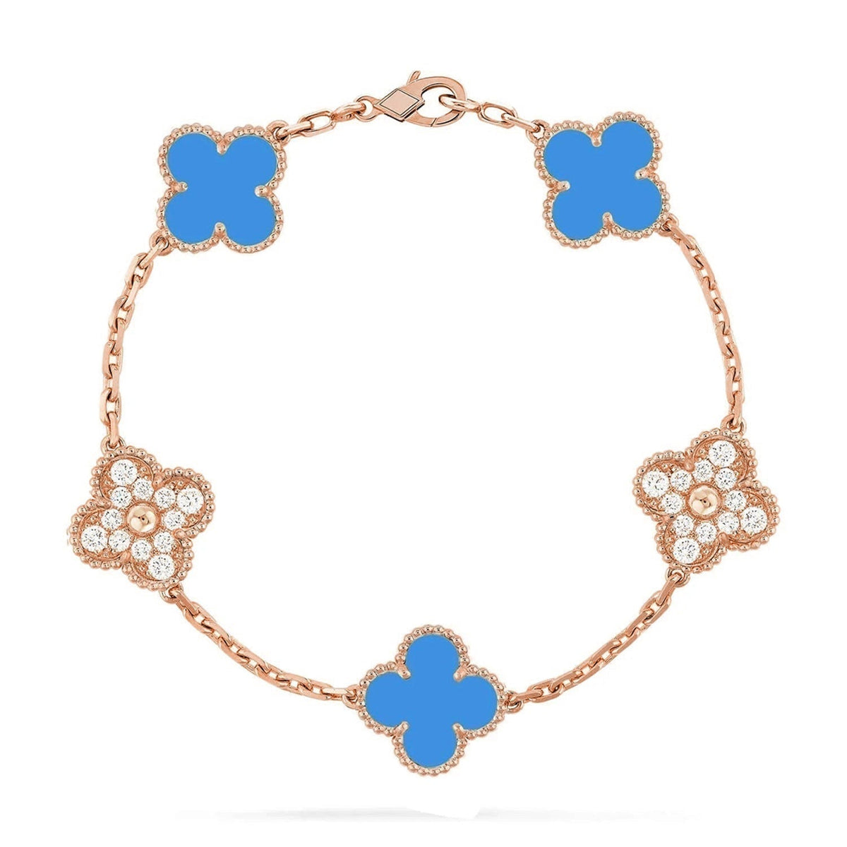 [Legend]LUCKY CLOVER 5-MOTIF BRACELET - BLUE AGATE COLLECTION