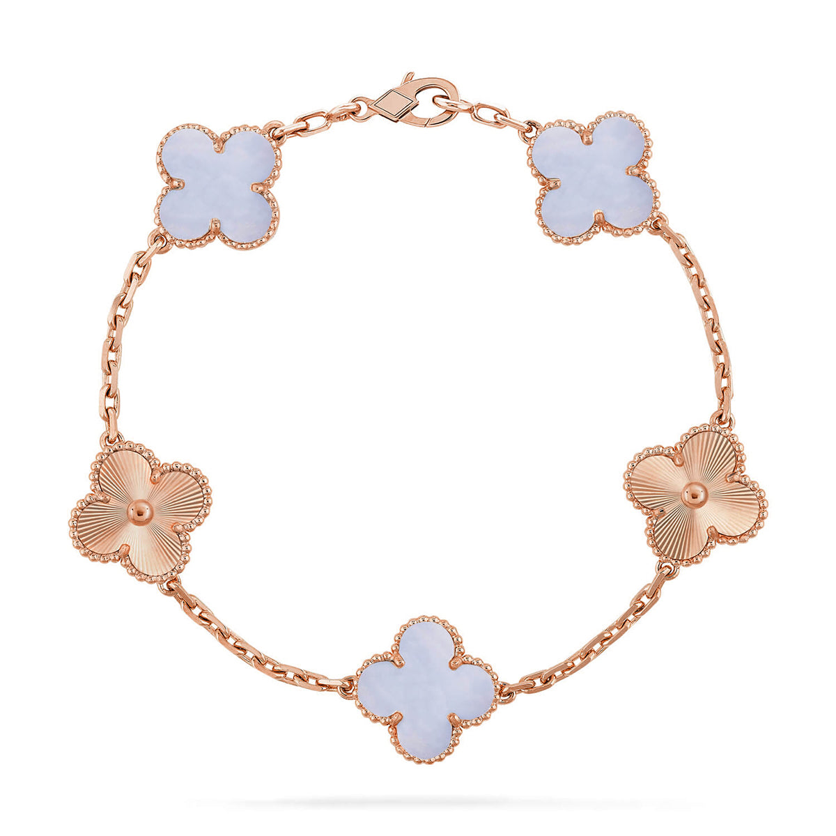 [Legend]LUCKY CLOVER 5-MOTIF BRACELET - PURPLE CHALCEDONY COLLECTION