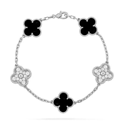 [Legend]LUCKY CLOVER 5-MOTIF BRACELET - BLACK OXNY COLLECTION