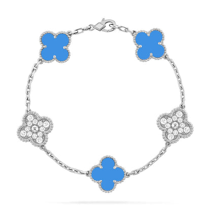 [Legend]LUCKY CLOVER 5-MOTIF BRACELET - BLUE AGATE COLLECTION