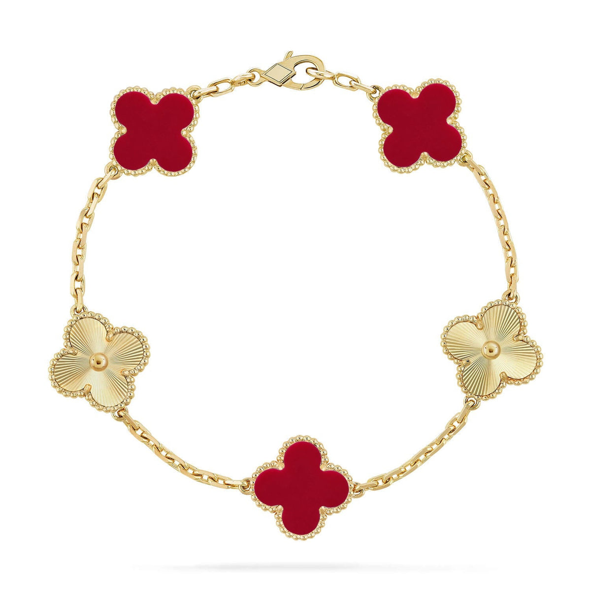 [Legend]LUCKY CLOVER 5-MOTIF BRACELET - RED CARNELIAN COLLECTION
