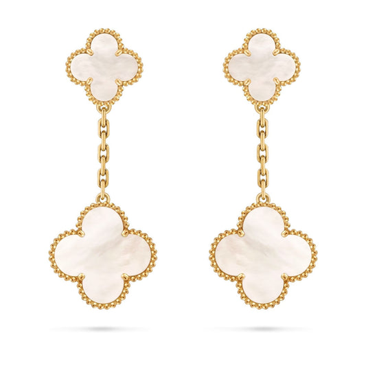 [Legend]CLOVER DUAL-MOTIF STATEMENT STUD EARRINGS - DOUBLE-CHARM COLLECTION