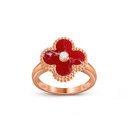 [Legend]LUCKY CLOVER DIAMOND-ACCENT ROSE GOLD RING COLLECTION