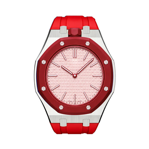 [Legend]OAK POP ORANGE-RED STEEL SILICONE STRAP