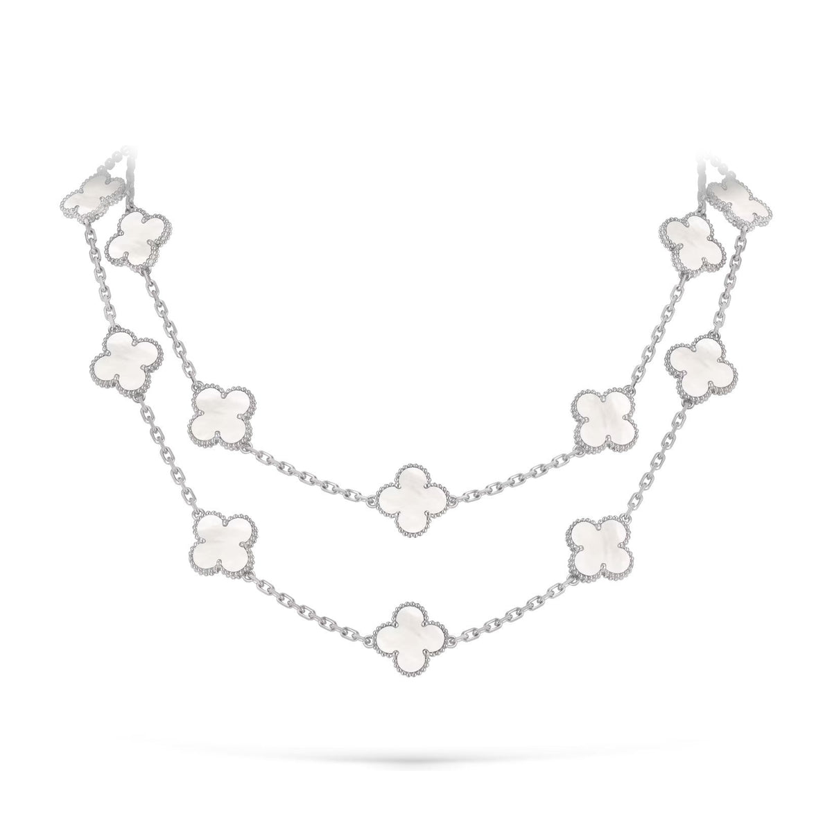 [Legend]CLASSIC 20-MOTIF LUCKY CLOVER LONG NECKLACE WHITE GOLD COLLECTION