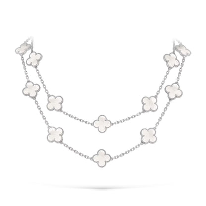 [Legend]CLASSIC 20-MOTIF LUCKY CLOVER LONG NECKLACE WHITE GOLD COLLECTION